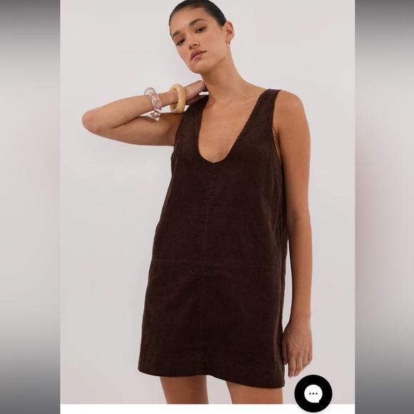 DISSH Mila chocolate brown corduroy dress US - Main Image